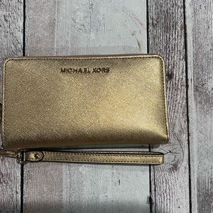 Michael Kors Jet Set Travel Wallet Gold Sparkle